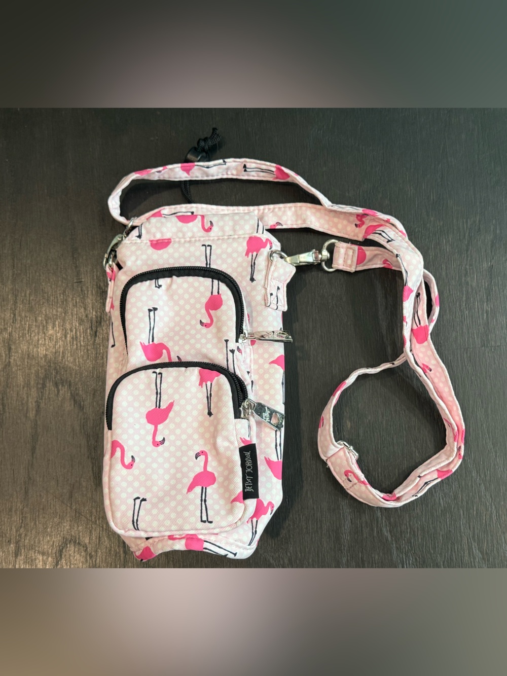 Betsey Johnson Insulated Water Bottle Pouch Holder Carrier Cross Pink Flamingo